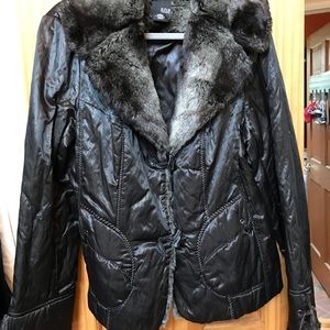 A.N.A. Faux fur thin puffer jacket -Large